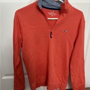 Vineyard Vines Men's Zip-Up Sweater in Coral